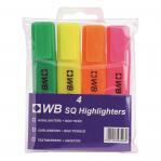 White Box Highlighters Assorted [Pack 4]